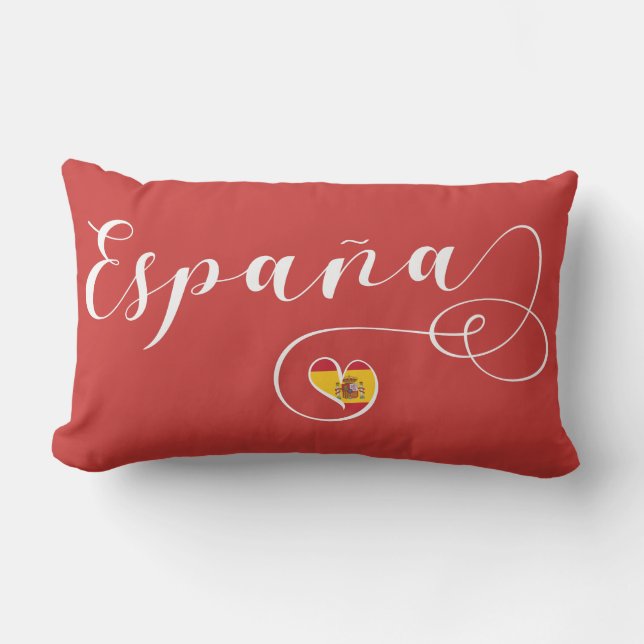 España Spain Flag Heart, Spanish Lumbar Pillow (Front)