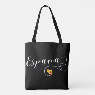 España Spain Flag Heart, Spanish Tote Bag