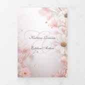 Español English Pink Daisies Margaritas Rosas Tri-Fold Invitation (Cover)
