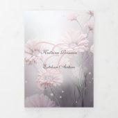 Español English Pink Daisies Margaritas Rosas Tri-Fold Invitation (Cover)