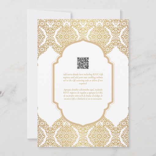 Espanol Invitación Boda Elegant White Gold Wedding Invitation | Zazzle