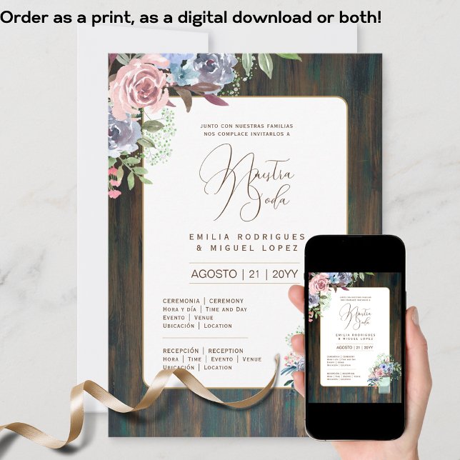 Espanol Invitación de Boda Floral Wedding Rustic I Invitation (Creator Uploaded)