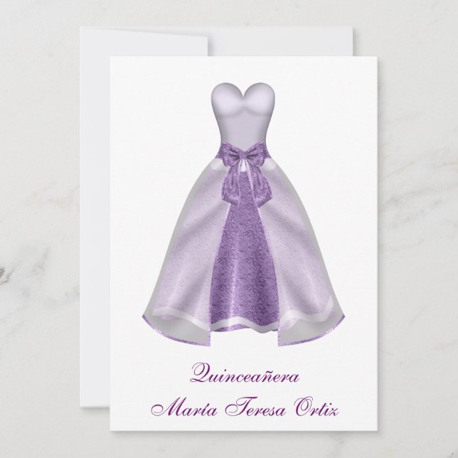 Español Púrpura Invitación Quinceañera 15 Años Invitation (Front)