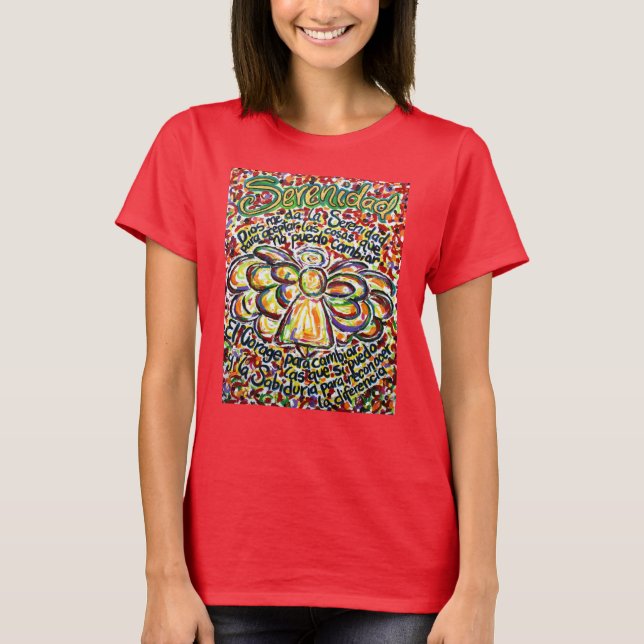 Español Serenity Prayer Angel Art T-Shirt Clothing (Front)