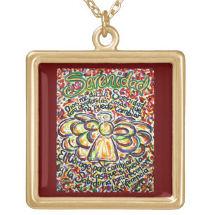 Español Serenity Prayer Angel Charm Necklace