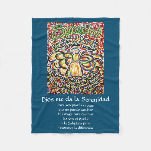 Español Serenity Prayer Poem Angel Fleece Blanket