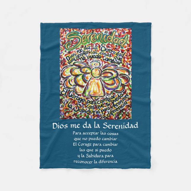 Español Serenity Prayer Poem Angel Fleece Blanket (Front)
