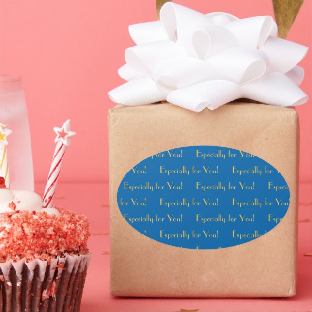 Especially for You Sky Blue and Wam Yellow Oval Sticker (Party)