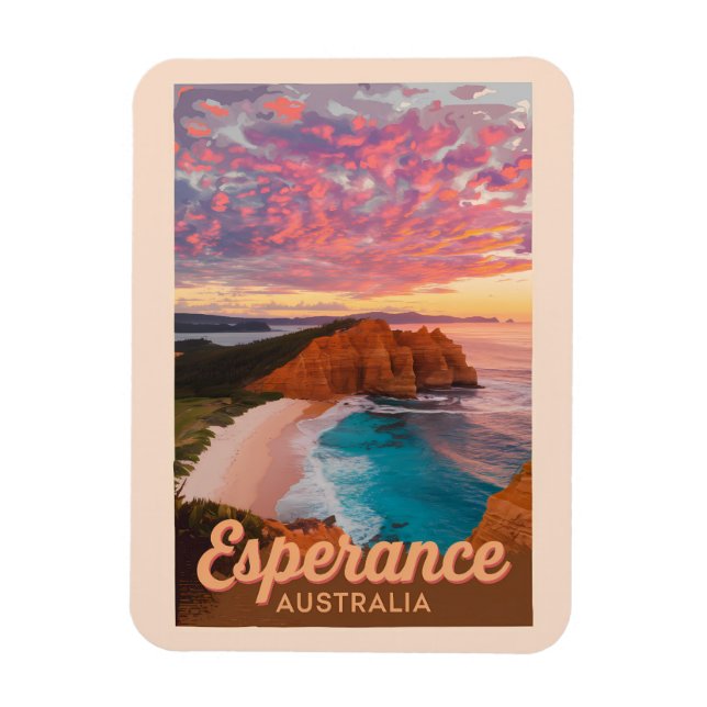 Esperance Australia Illustration Travel Art Retro Magnet (Vertical)