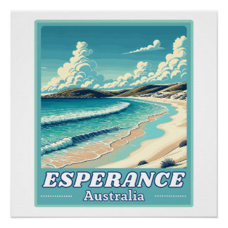 Esperance in Western Australia Retro Skyline Poster