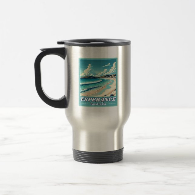 Esperance in Western Australia Retro Skyline Travel Mug (Left)