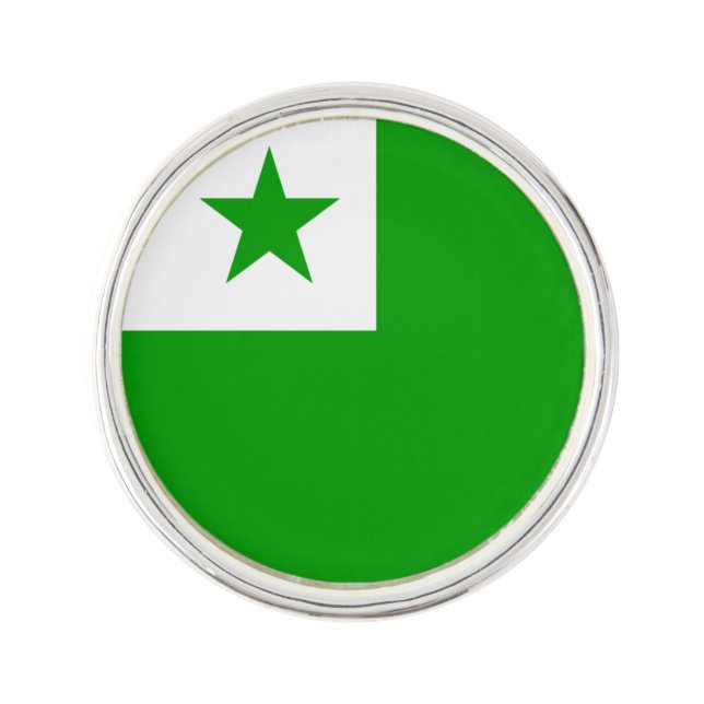 Esperanto flag Planet Jill Round Lapel Pin (Front)