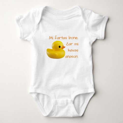 Esperanto Mi fartas bone ĉar mi havas anason Baby Bodysuit