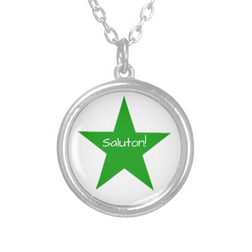 Esperanto Saluton Silver Plated Necklace