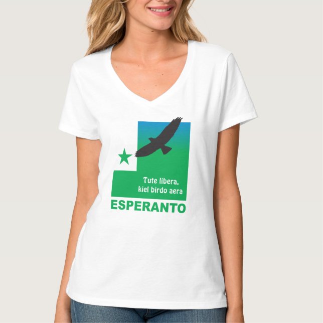 Esperanto / "Tute libera, kiel birdo aera", T-Shirt (Front)