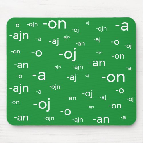 Esperanto word endings mouse pad