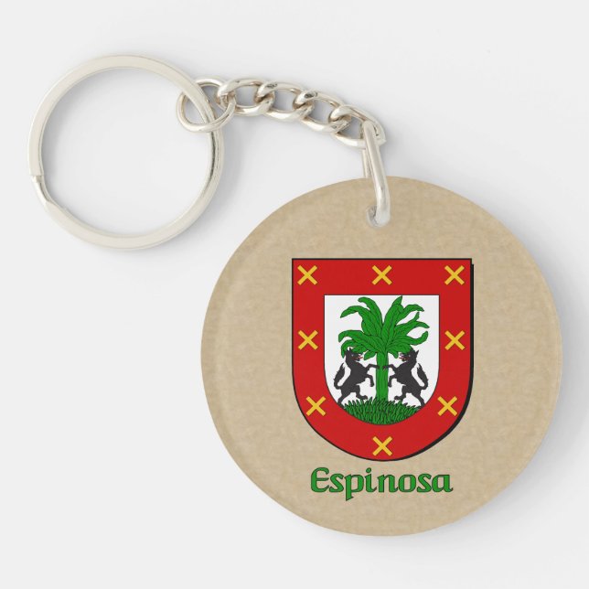 Espinosa Historical Shield and Flag of Mexico Keychain (Front)