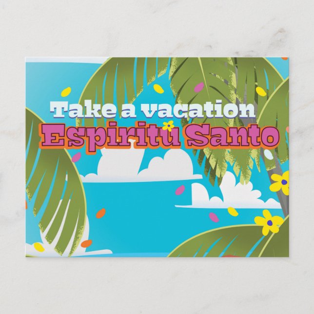 Espiritu Santo vacation travel poster. Postcard (Front)