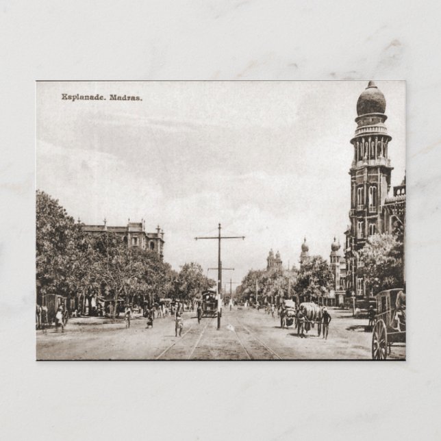 Esplanade, Madras Postcard (Front)