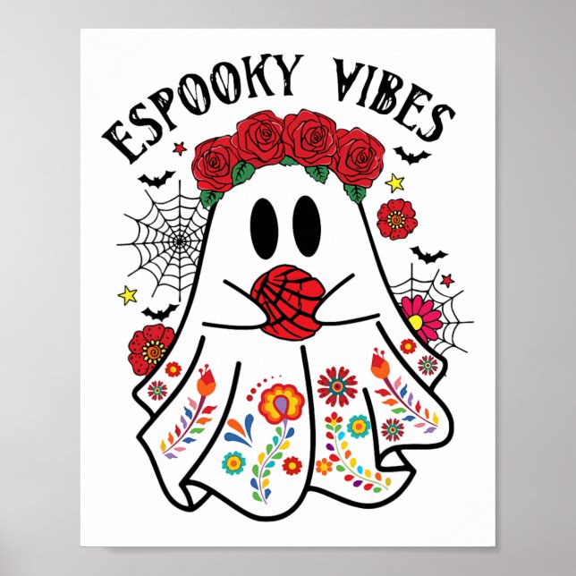 Espooky Vibes Halloween Ghost Mexican Concha Spook Poster (Front)