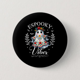 Espooky Vibes Maestra Halloween Spanish Mexican Te Button