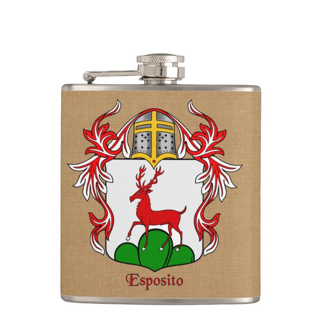 Esposito Heraldic Shield with Helm and Mantle Flask (Front)