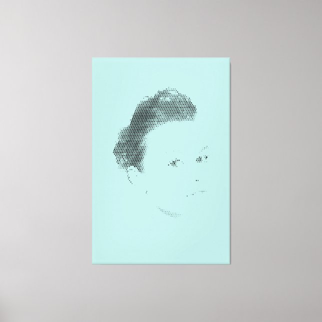 Espressive Black Halftone Effect Woman Face Canvas (Front)