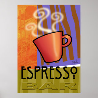 Espresso Bar | orange lilac olive green Poster