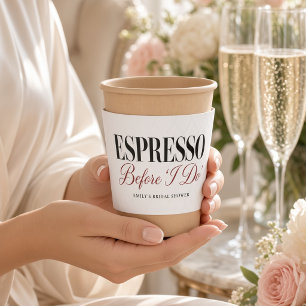 Espresso Before I Do Elegant Bridal Shower Coffee Cup Sleeve