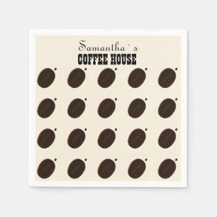 Espresso Brown Coffee Bean Pattern Cafe Branding Napkins