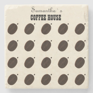 Espresso Brown Coffee Bean Pattern Cafe Branding Stone Coaster