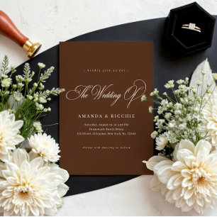 Espresso Brown Elegant Fall Wedding Invitation