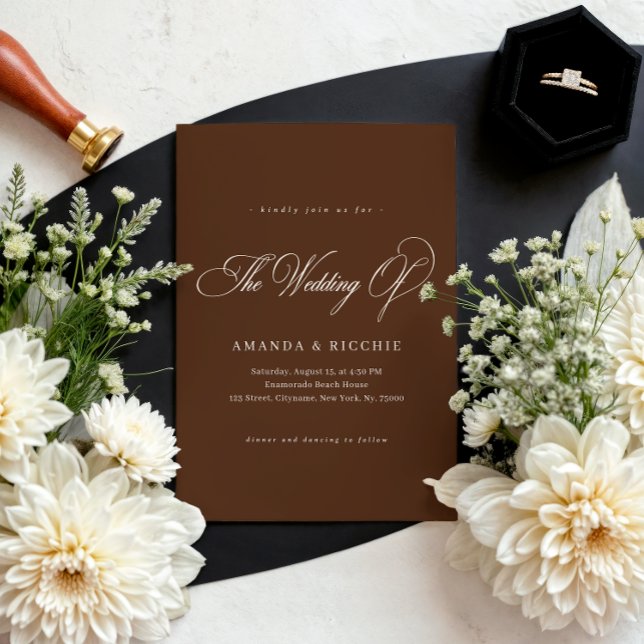 Espresso Brown Elegant Fall Wedding Invitation (Creator Uploaded)
