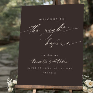 Espresso Brown Modern Rehearsal Dinner Welcome Foam Board