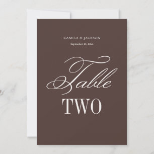 Espresso Brown theme Wedding Table Card