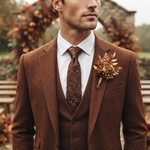 Espresso Brown Trailing Vine Tonal Neck Tie