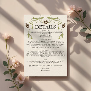 Espresso Brown Vintage Art Nouveau Floral Wedding Enclosure Card