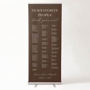 Espresso Brown Wedding Alphabetical Seating Chart Retractable Banner
