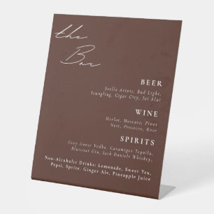 Espresso Brown Wedding Bar Pedestal Sign