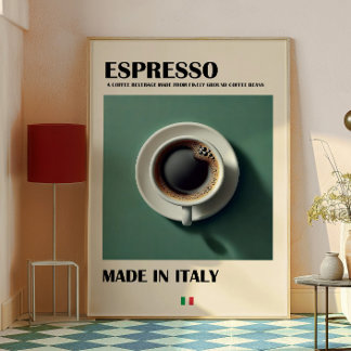 Espresso Coffee Art Print, Minimalist Coffee Poster