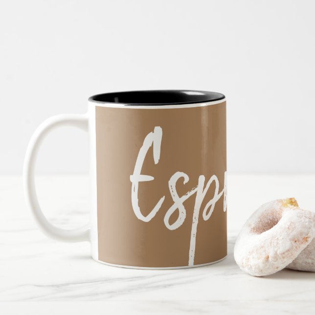 Espresso coffee lovers typography Two-Tone coffee mug (With Donut)