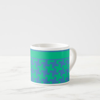 Espresso Coffee Mug, Emerald and Blue Dogtooth Cup