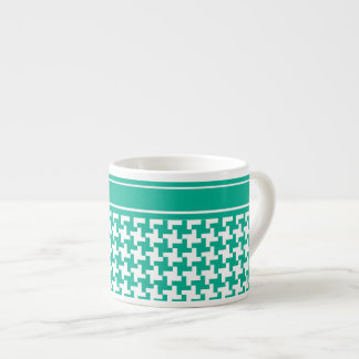 Espresso Coffee Mug, Emerald Green Dogtooth Check Cup