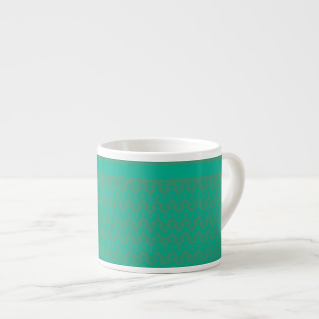 Espresso Coffee Mug, Emerald Green Geometric Cup (Front Right)