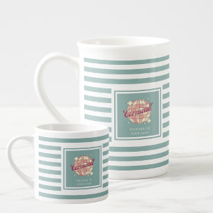 Espresso coffee mug with teal stripes Cornwall