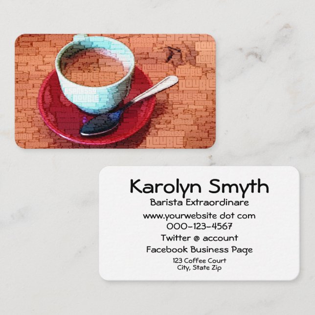 Espresso Coffee Typography Cup Spoon Word Cloud Business Card (Front/Back)