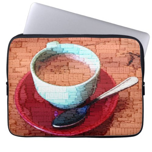 Espresso Cup and Spoon Word Cloud Laptop Sleeve