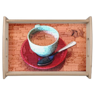Espresso Cup and Spoon Word Cloud Serving Tray