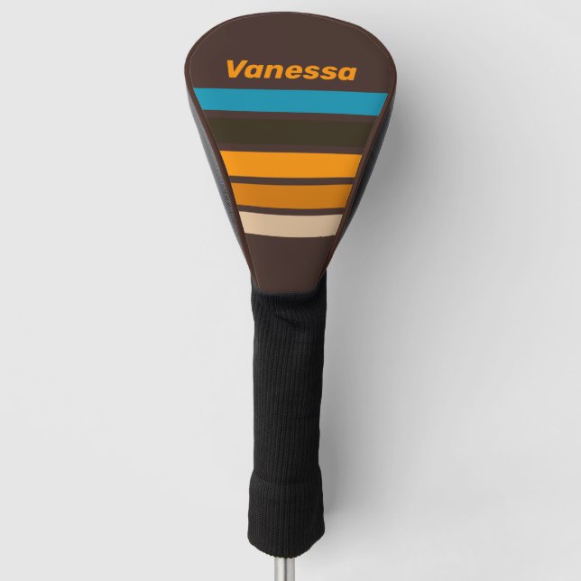 Espresso Drift Across Striping with Name Golf Head Cover (Front)