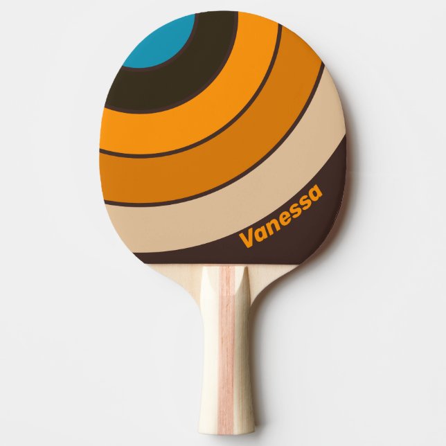 Espresso Drift Circle Stripe with Name Ping Pong Paddle (Front)